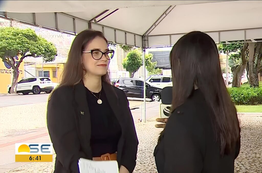 Carolina Rolemberg concede entrevista à TV Sergipe sobre o edital que regulamenta os acordos para pagamento de precatórios em Sergipe